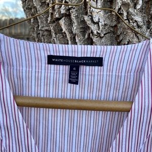 WHBM Striped Flounce Blouse - Pink [6/S]